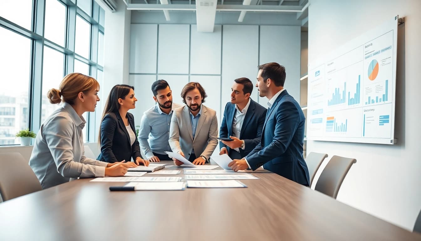 Team members collaborating on Strategy Capture Management in a modern office environment.