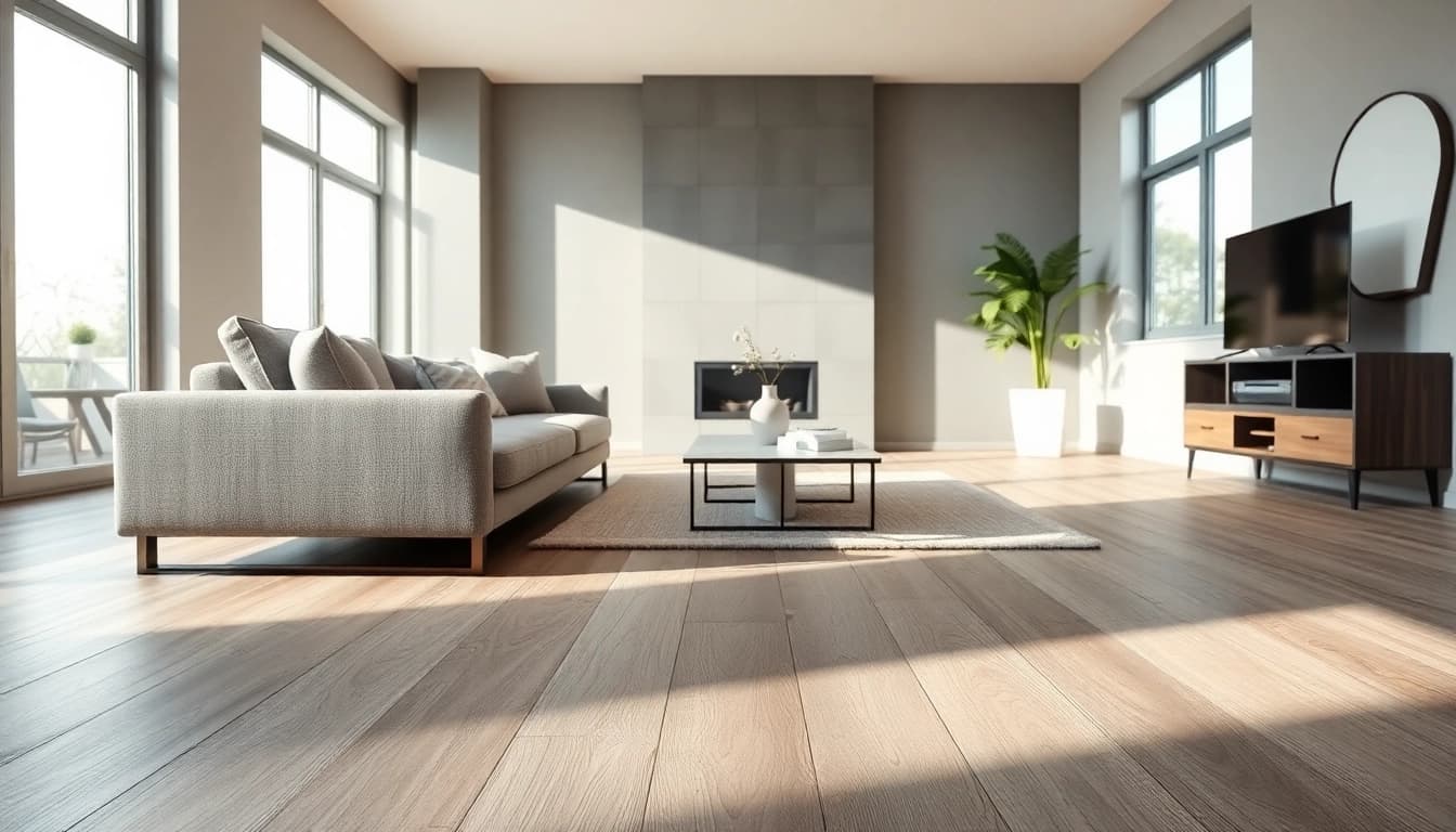 Lvp flooring enhancing the elegance of a modern living room with natural sunlight.