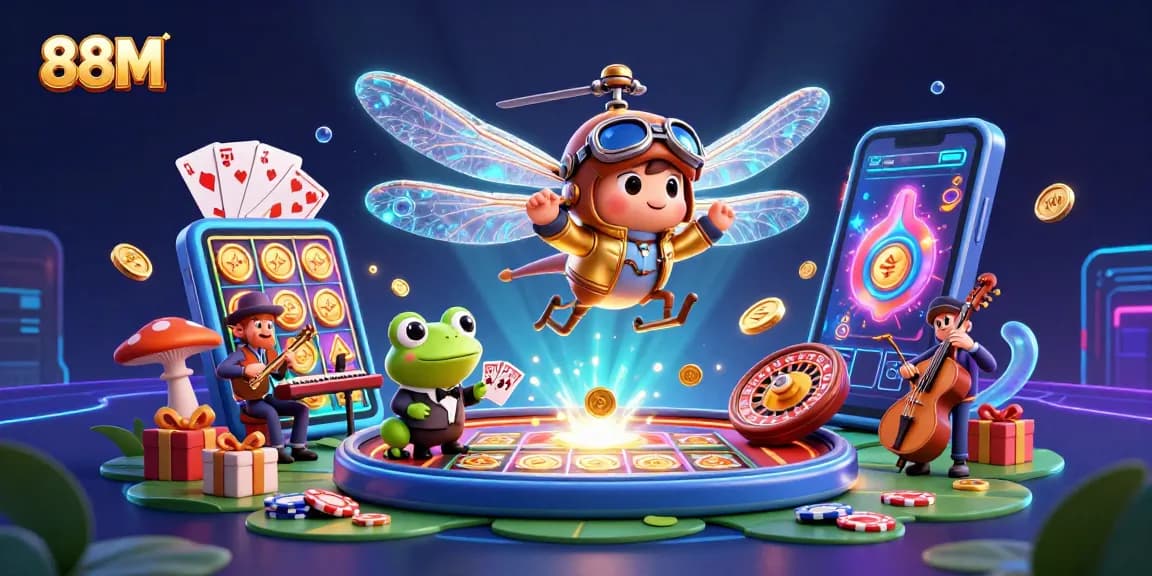 Experience thrilling gaming with 88M as a dragonfly pilot and frog croupier bring excitement to online slots.