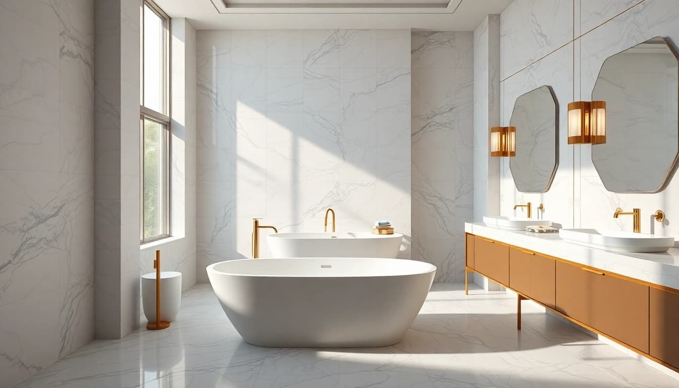 Transform your space with elegant bathrooms showcasing luxurious features and stylish designs.