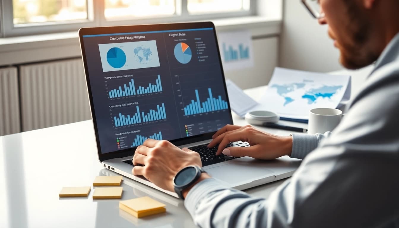 Analyze competitor pricing data using modern analytics tools in a professional setting.