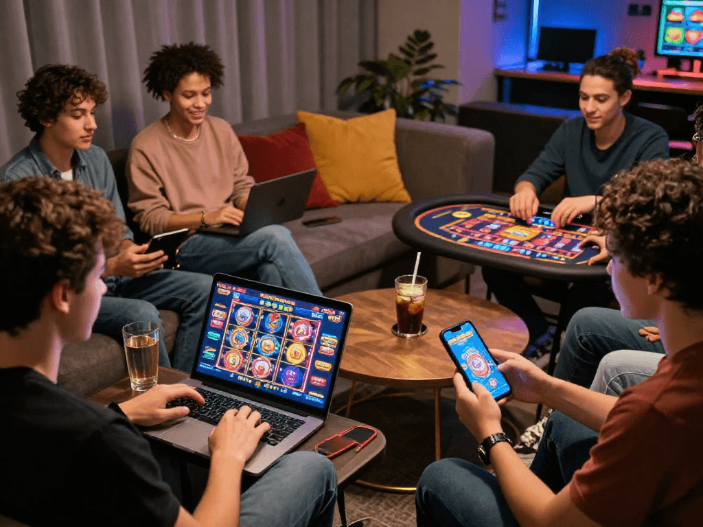 Engaged players exploring eu casinos that accept UK players surrounded by vibrant gaming graphics