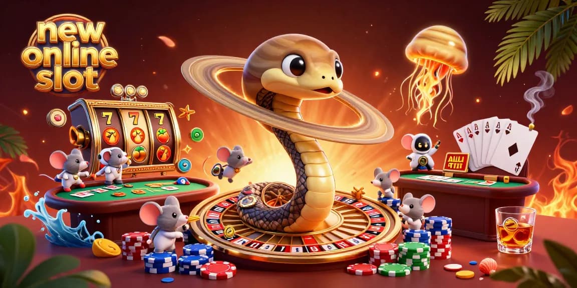 Experience the excitement of new online slot sites with a vibrant illustration of a cosmic casino scene.