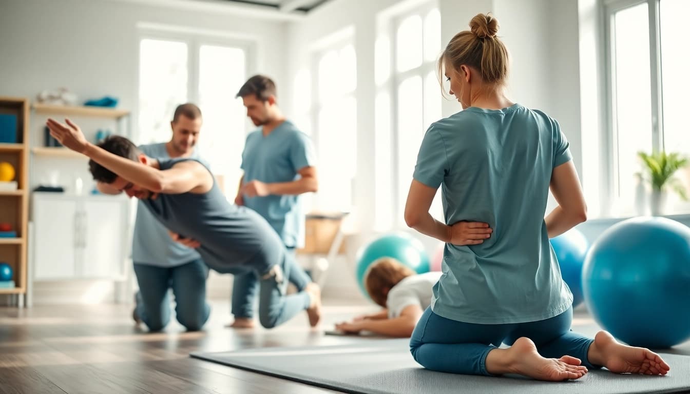 Practitioners demonstrating how to relieve back pain with effective therapy techniques.