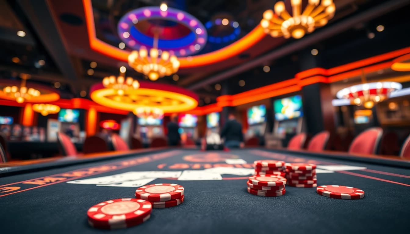 Permainan situs toto yang menarik dengan kartu dan chip di meja kasino.