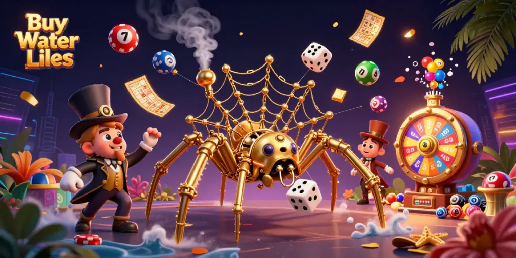 Buy Water Lilies and explore vibrant gambling-themed elements in this lively 3D illustration.