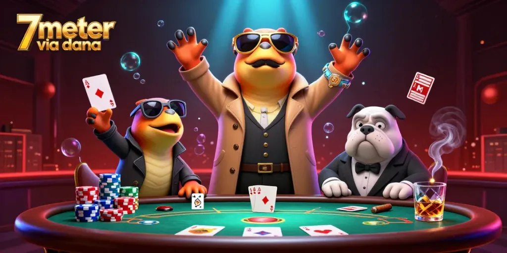 Bet on the action with 7meter via dana in a vibrant, packed casino scene filled with excitement.