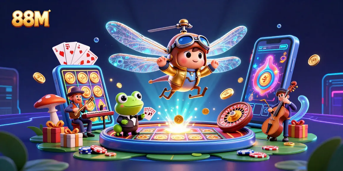 Experience thrilling gaming with 88M as a dragonfly pilot and frog croupier bring excitement to online slots.