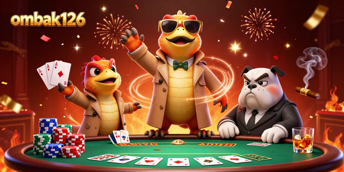 Engage with ombak126 in a whimsical scene of cartoon raptors entering a VIP lounge at a casino.