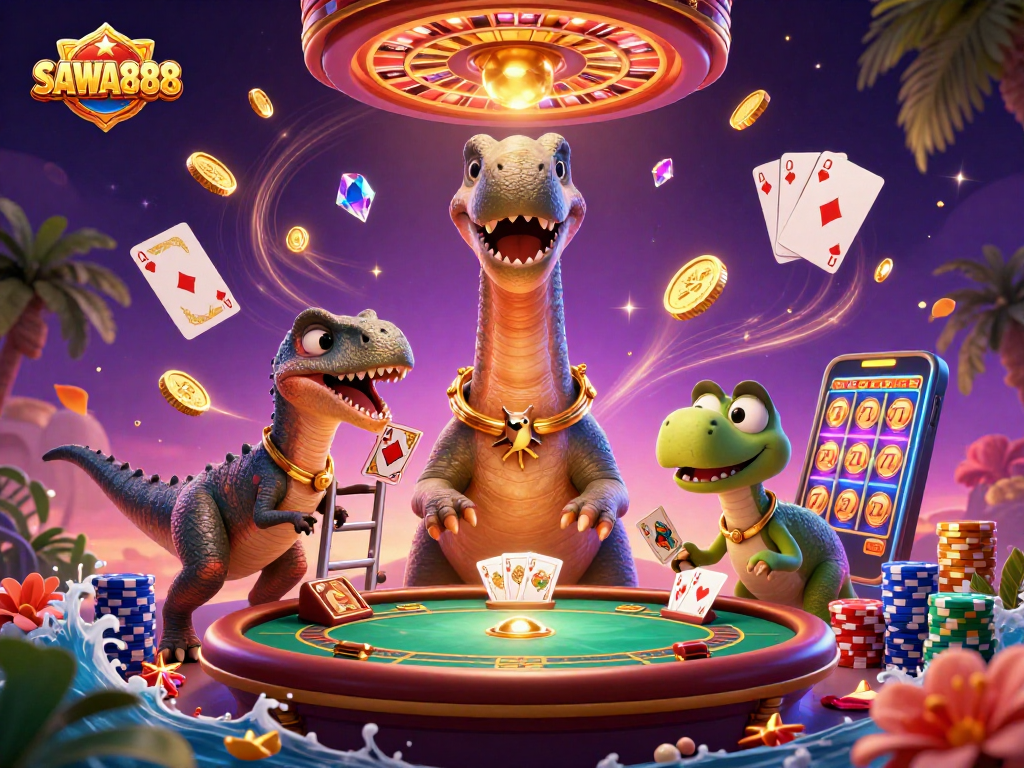 Experience thrilling wins at SAWA888 with 3D casino fun featuring vibrant game elements and dynamic characters.