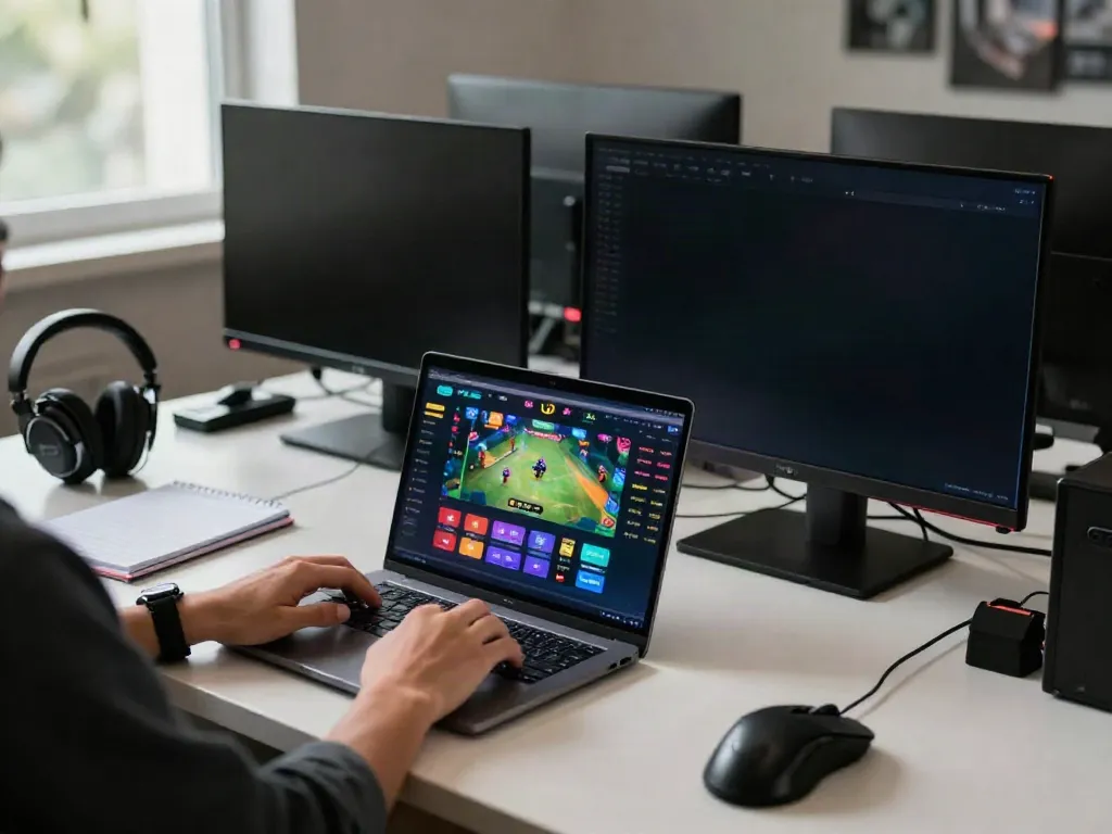 Proses login Totobet dalam suasana gaming digital penuh warna.