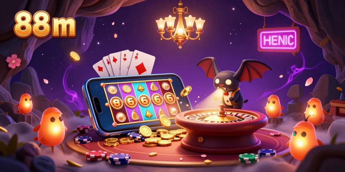 Engage with the vibrant 88 m casino scene featuring glowworms illuminating a cave casino with magical energy.