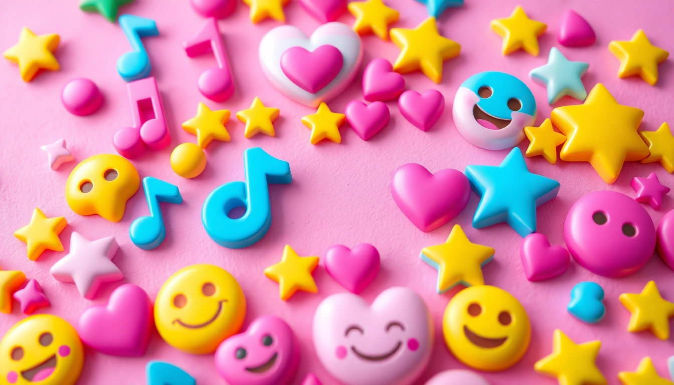 Engaging visual showcasing tiktok emojis in a vibrant and colorful arrangement, highlighting their playful nature.