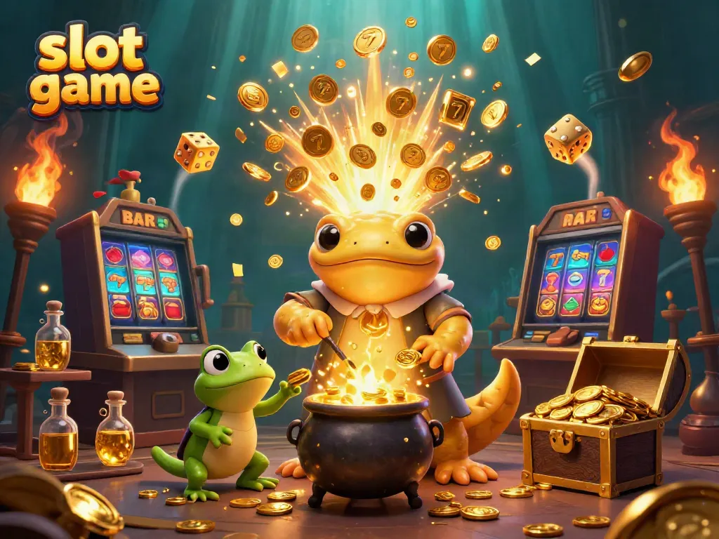 Menangkan slot game dengan alkimia emas dan keberuntungan di gambar yang penuh dengan energi kasino.