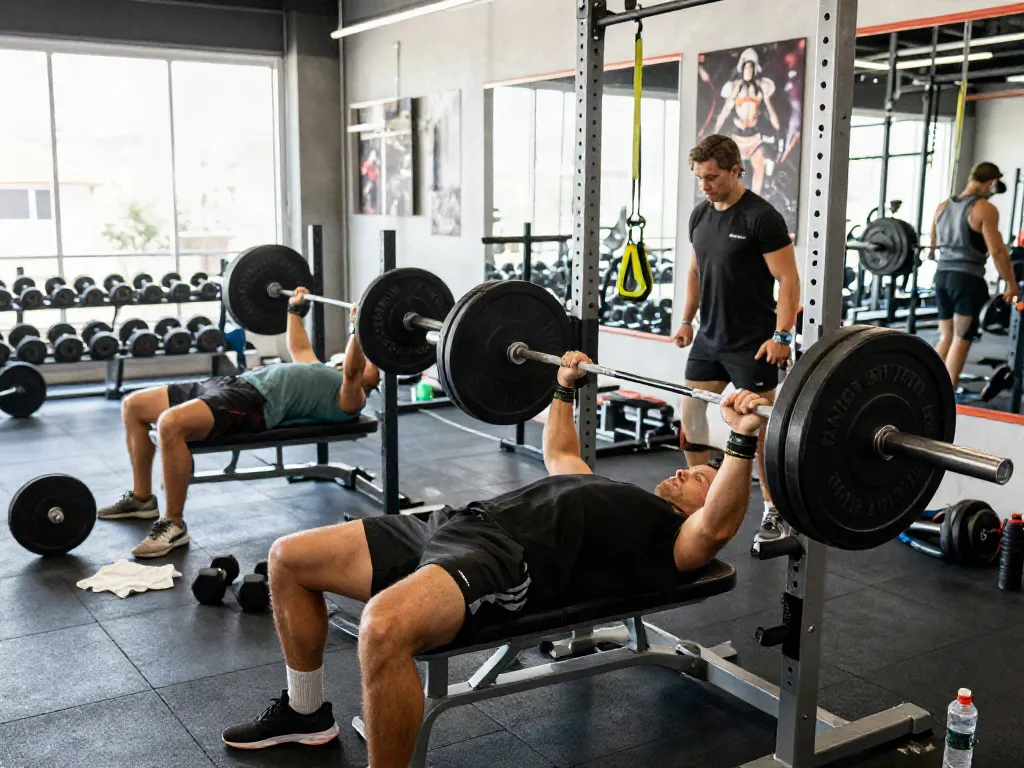 High-energy gym scene featuring individuals training with weights, emphasizing the benefits of steroidi anabolizzanti legali italia in fitness.