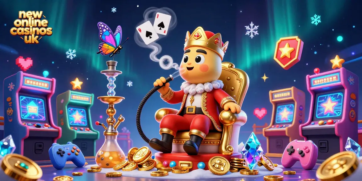 Engage with exciting new online casinos UK featuring a vibrant 3D illustration packed with gaming elements.
