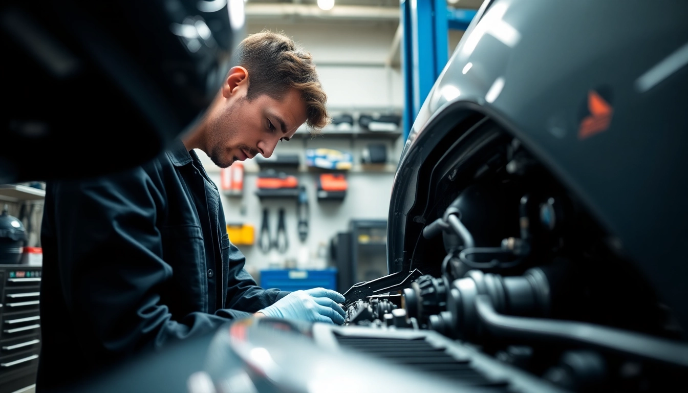 Explore innovative extended warranty solutions as a technician inspects a vehicle in a contemporary garage.
