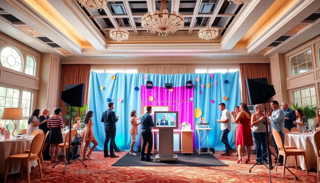 Experience a fun photo booth chicago setup with colorful props and energetic atmosphere.