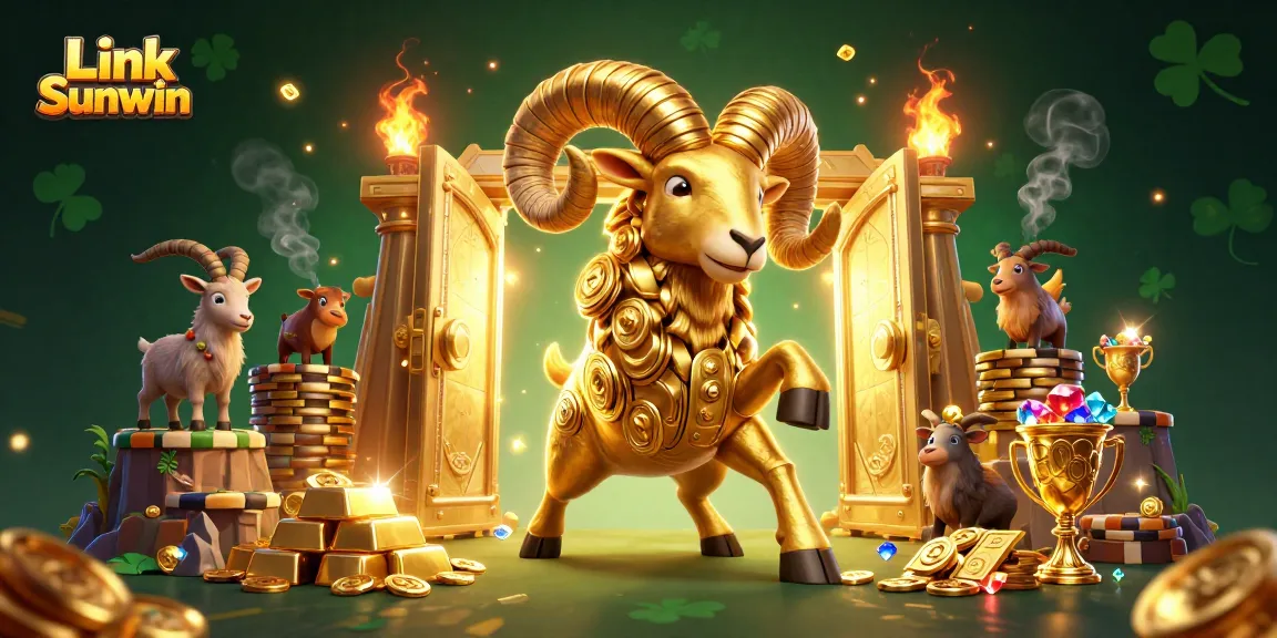 Win big at Link Sunwin with a vibrant scene of fortune elements and dramatic 3D characters