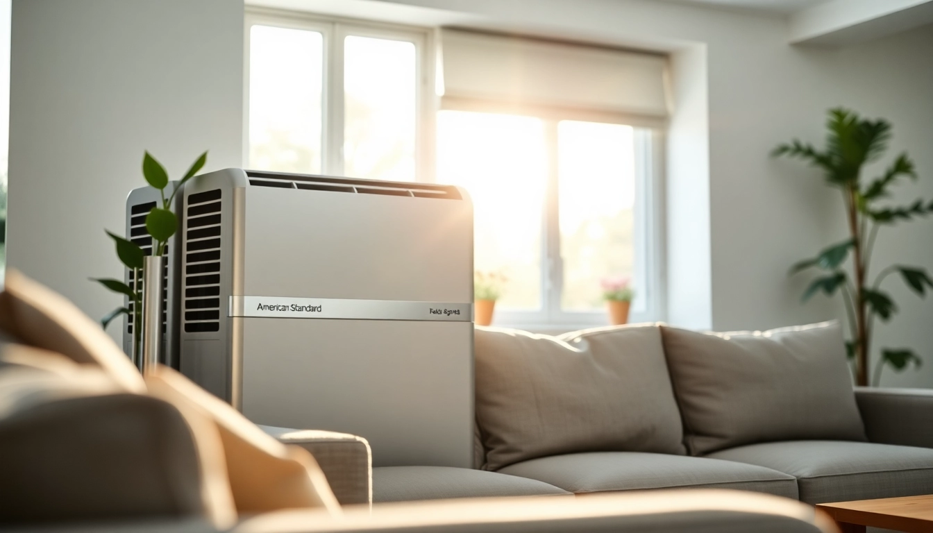 Explore the efficiency of the American Standard AC unit showcased in a modern living space.
