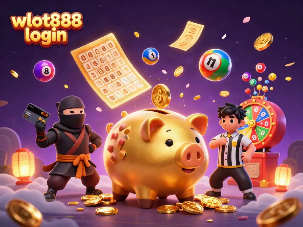 Bermain di wslot888 login, petarungan antara bank piggy wrestler dan ninja dompet di tengah slot gacor.