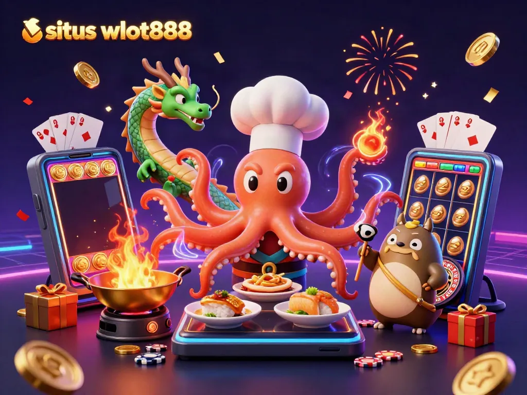 Permainan taruhan menyenangkan di situs wslot888 dengan karakter kartun berwarna cerah.
