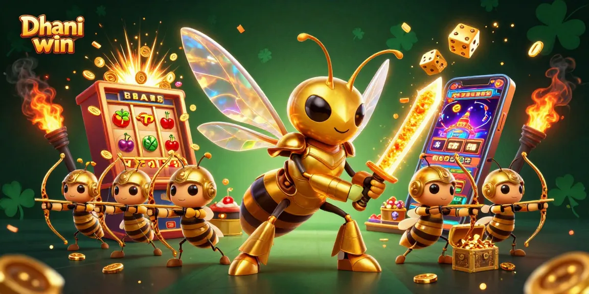 Dhani win gaming illustration showcasing vibrant slot machines, quick payouts, and exciting gameplay elements.