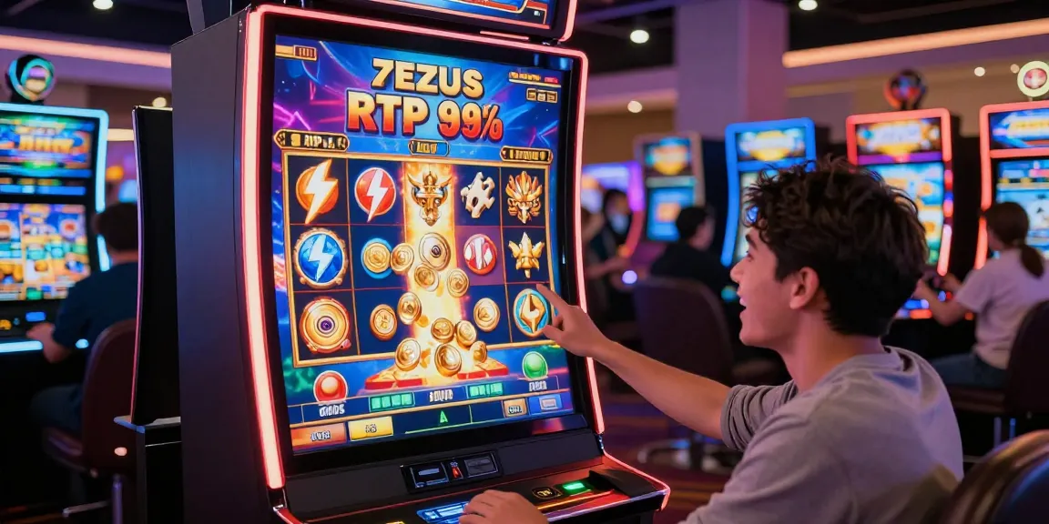 Exciting gameplay on Zeus Slot, showcasing vibrant graphics and a joyful winner at an online casino.