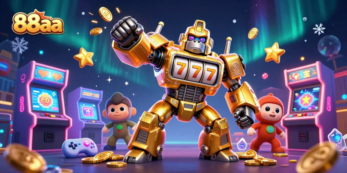Experience exciting casino action with 88aa's dynamic golden gorilla mech and colorful gaming elements.