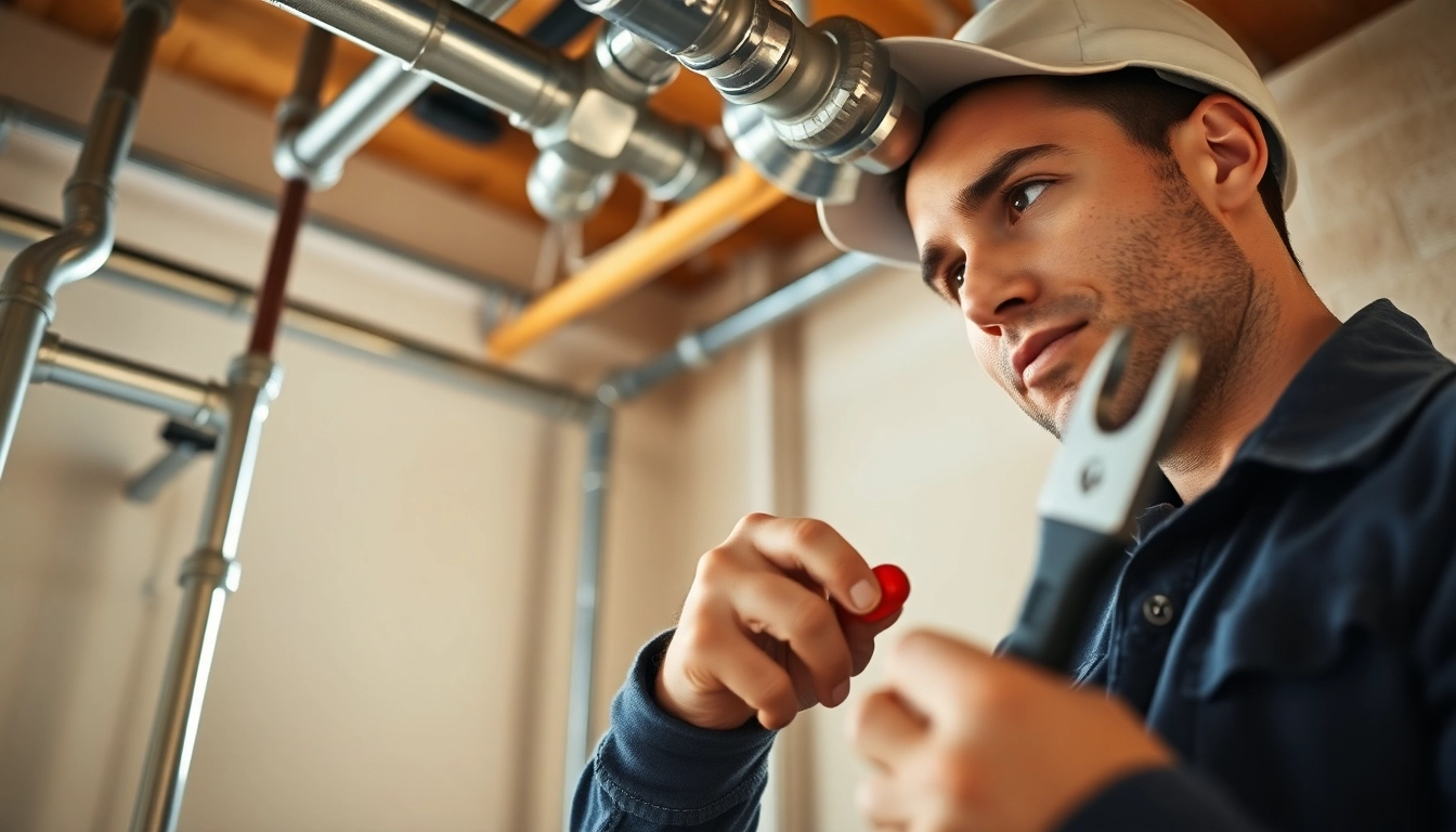 Plumber conducting whole house repiping services Clearwater FL with tools in a bright setting.
