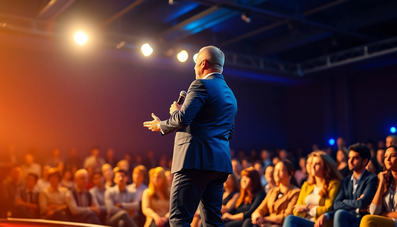 Engaging moment of overcoming fear of public speaking showcased by a confident speaker.