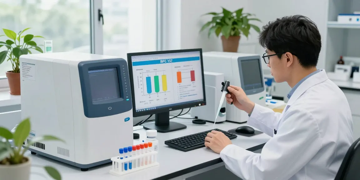 Discover BPC 157 benefits through advanced lab research with focused scientist examining peptide compounds.