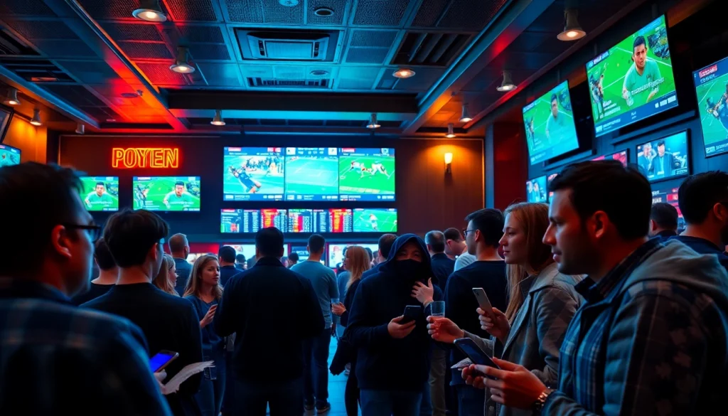 Engaged group at the best sports betting sites Mexico enjoying live events and placing bets.