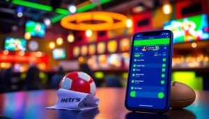 Discover the best sports betting sites India through an engaging smartphone interface in a lively sports atmosphere.