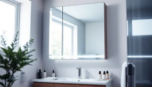 Gestalten Sie mit dem sonni Spiegelschrank einen modernen Badezimmerlook mit elegantem Design und Beleuchtung.