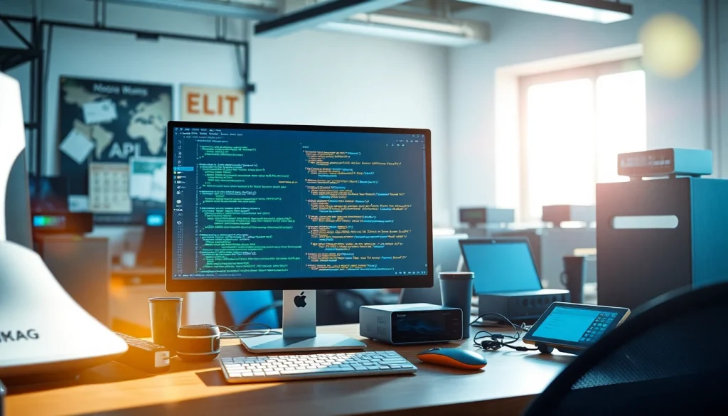 Integrate ultramsg for seamless messaging solutions showcased in a vibrant tech workspace.