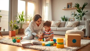 Nanny Abu Dhabi providing attentive care to children in a cozy home environment.