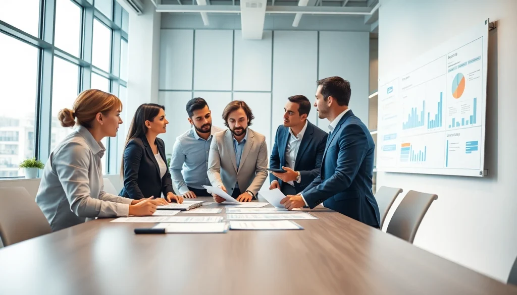Team members collaborating on Strategy Capture Management in a modern office environment.