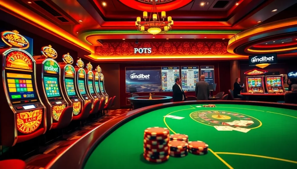 Indbet players engaged in thrilling casino gaming at a vibrant online table.
