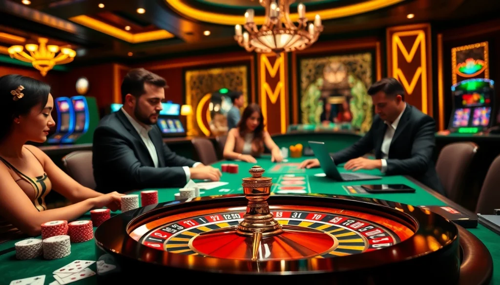 Players at a casino table strategizing their pbn post gambling tactics with poker chips and cards.