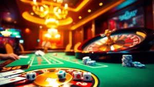 Experience the thrill of Bin88 online gambling with an engaging casino scene featuring roulette and poker.