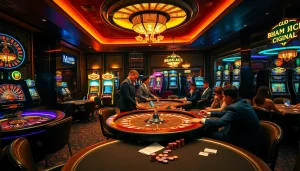 Experience the thrill of casino gaming with "Nếu như vậy bám vào đây" amidst vibrant tables and excited players.