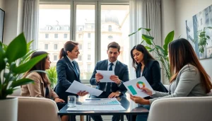 Investire in un'azienda italiana: professionisti d'affari di diversi ambiti che elaborano una strategia in un ufficio moderno.