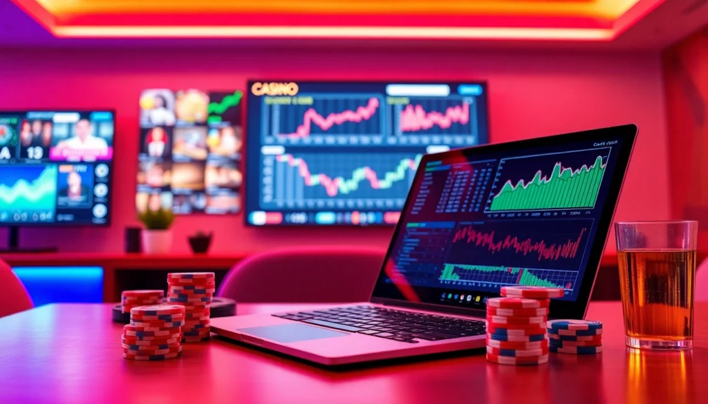 Engage in thrilling online casinos in Canada with a modern gaming setup showcasing excitement and professionalism.