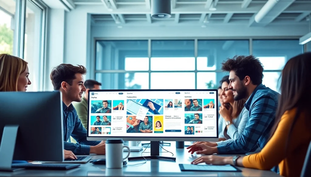 dich vu thiet ke website - a professional web design team collaborating in a modern office.