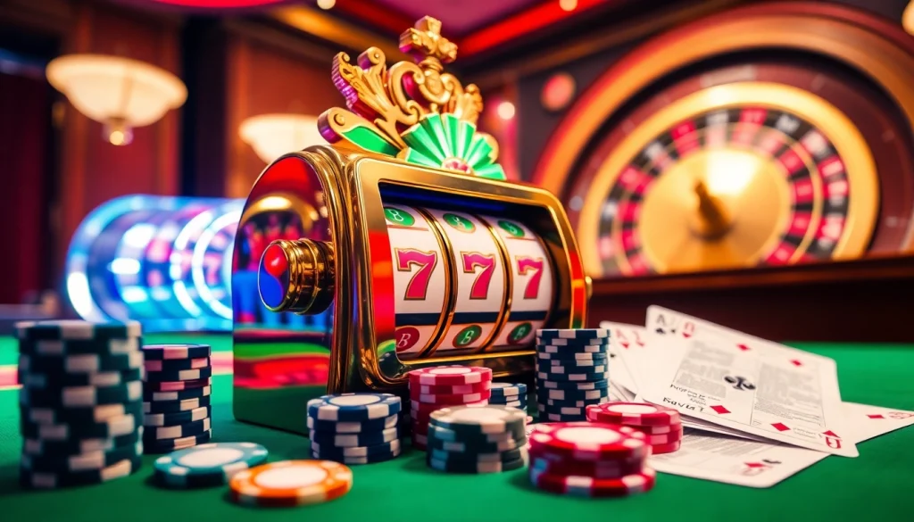 Engaging gameplay at a luxurious casino with birutoto slots and vibrant gambling elements.