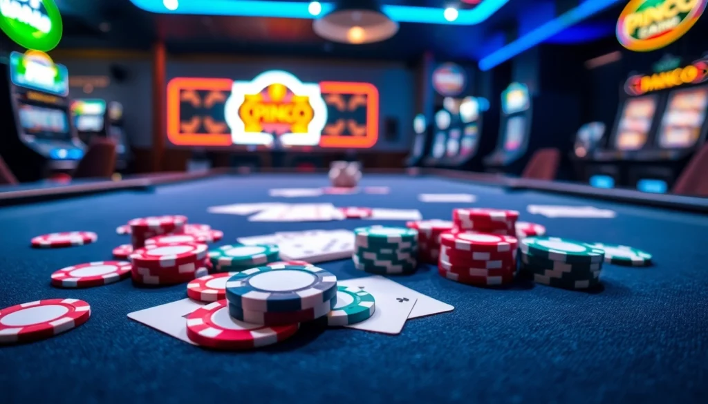 Pinco Casino bonus üçün kazinoda oynamaq zamanı enerjili mühitin şəkli.