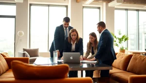 Discover top websites to find salespeople collaborating in a modern office setting.