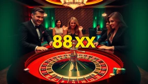 Experience the thrill of the 88xx win at a vibrant casino roulette table filled with colorful chips.