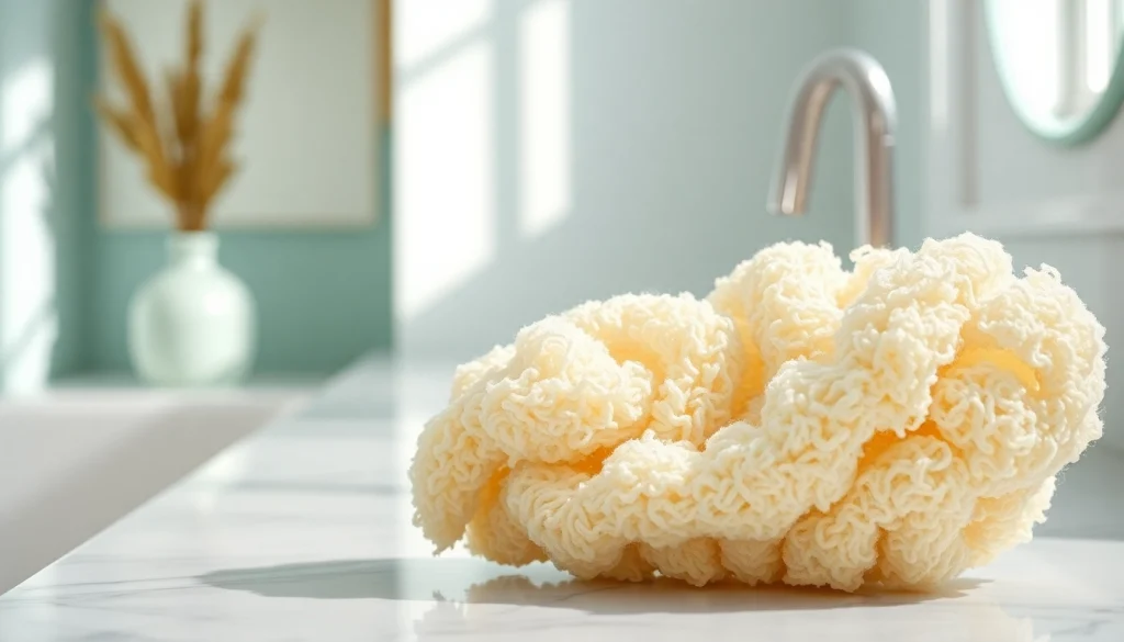 Enhance your shower experience with the best back loofah for dry skin featured in a serene bathroom atmosphere.